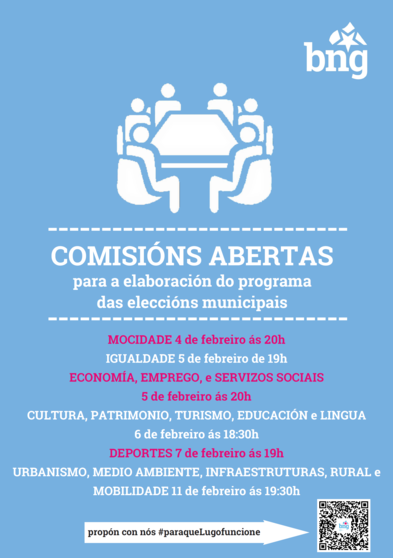 cartaz comisións elaboración programa electoral municipais 2019-2