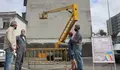 A área de Cultura realiza unha nova intervención artística no aparcadoiro do Concello de Lugo