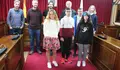 Rubén Arroxo e Felipe Rivas reciben no concello ás tres estudantes de Lugo que participarán no programa de matemáticas Estalmat