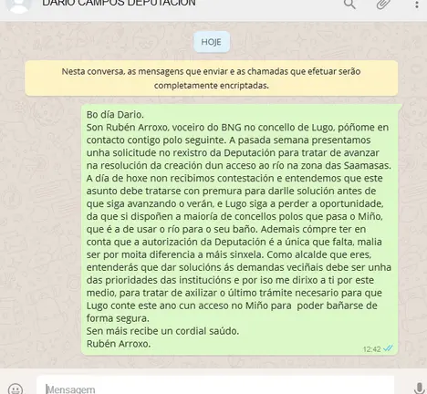 Captura whatsapp Dar&iacute;o Campos